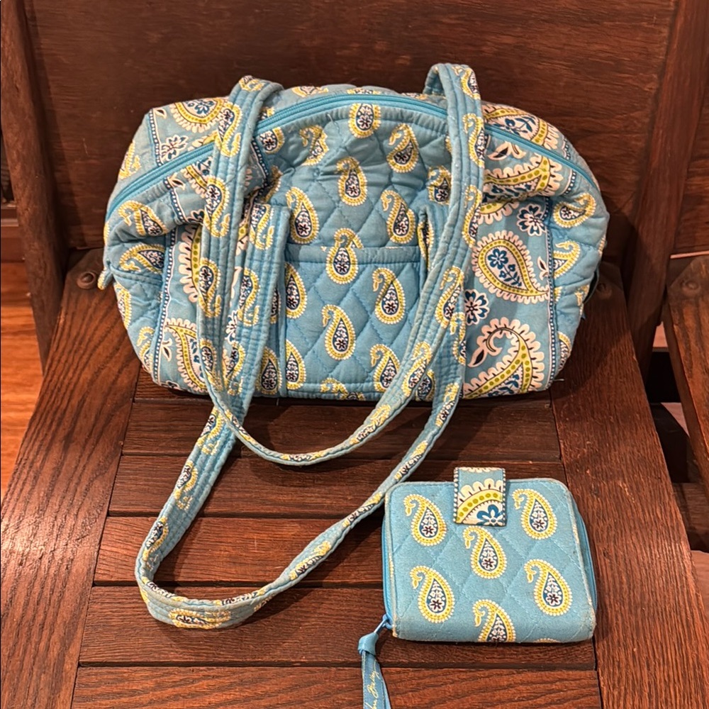 Vera Bradley Blue Green Paisley Bag Set